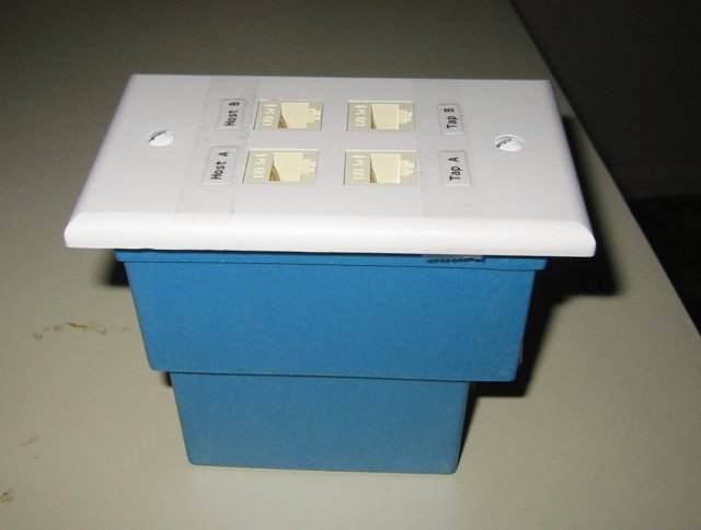 Completed Ethernet Tap in a blue box